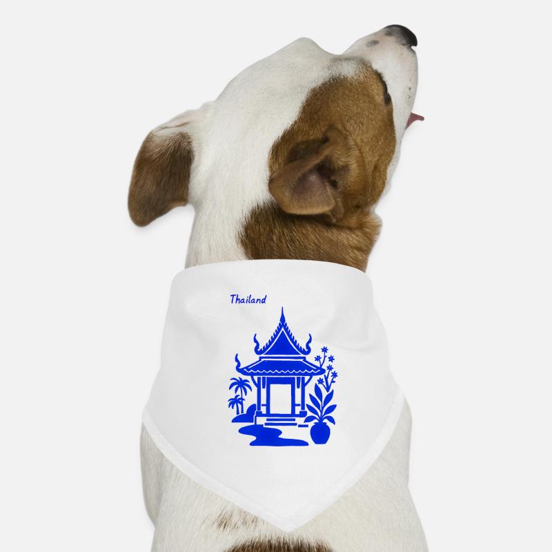 Blauer Thailändischer Pavillon - Hunde-Bandana - Weiß