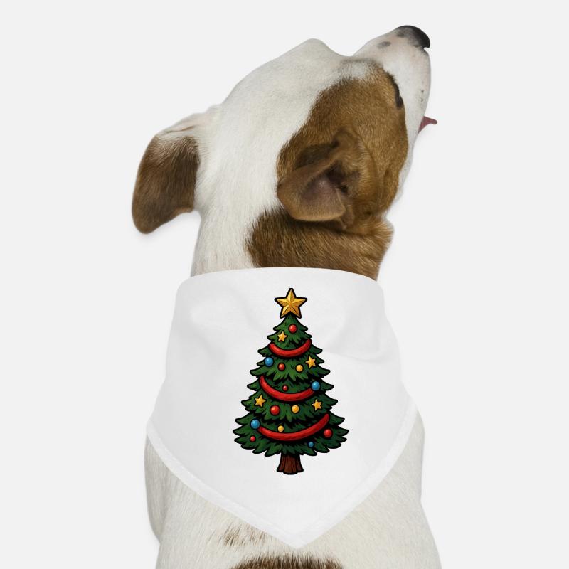 Comic Christmas tree colorfully decorated Dog Bandana