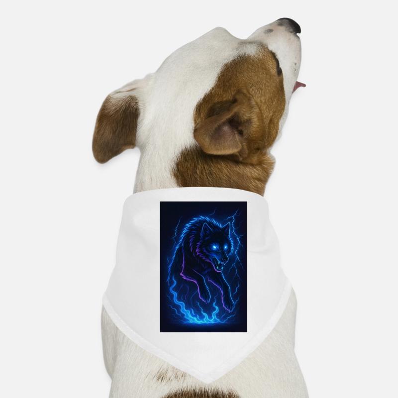Neon Wolf in Thunder Darkness Dog Bandana