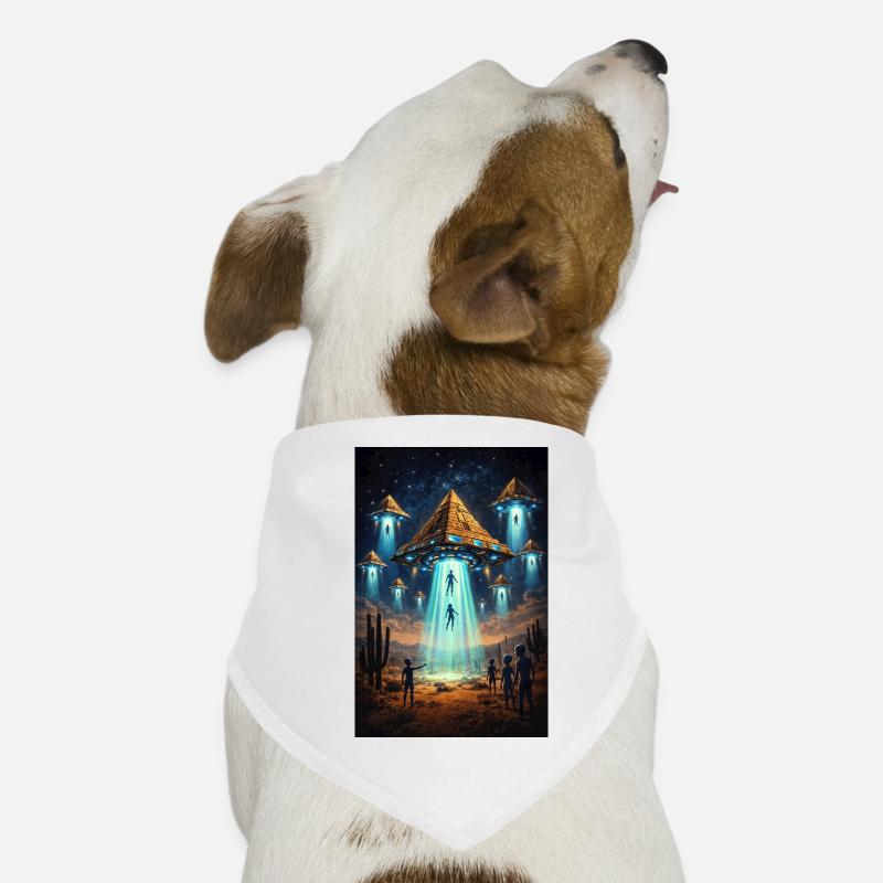 Alien UFO Pyramid Rocket Hunde-Bandana
