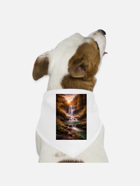 Cascade sous le soleil du soir - Bandana pour chien - blanc - Devant