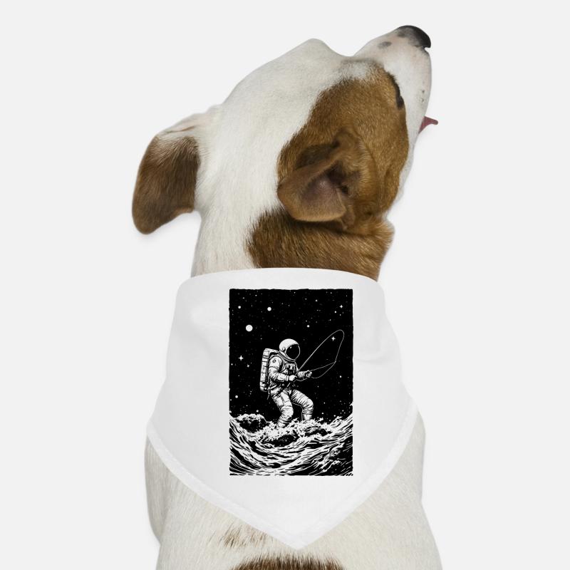La pêche des astronautes dans l’espace - Bandana pour chien - blanc
