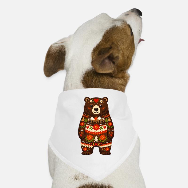 Bear in Folk Style Dog Bandana
