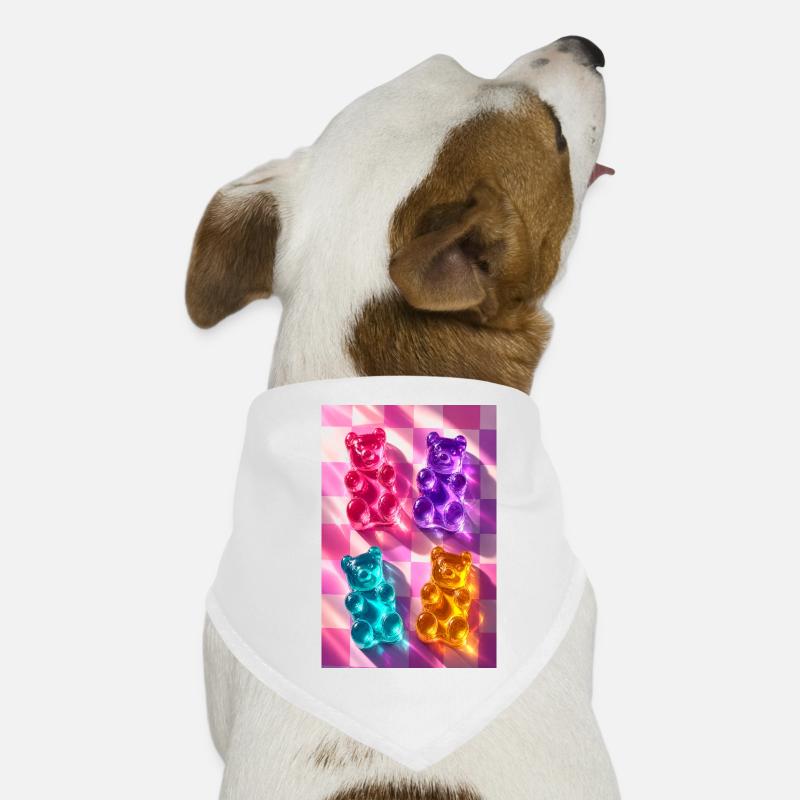 Neon-Gummibärchen auf Schachbrett Hunde-Bandana
