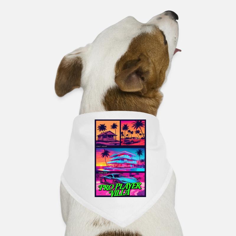 PROFISPIELER VILLA - Neon Synthwave Gaming Art Hunde-Bandana