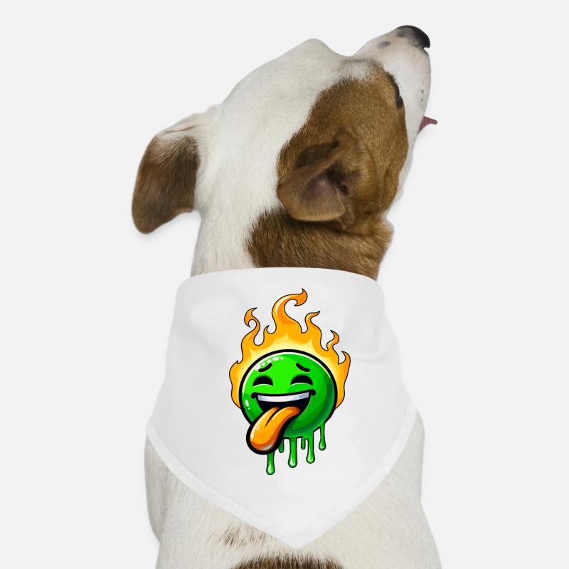 Drôle de smiley vert avec du feu Bandana pour chien