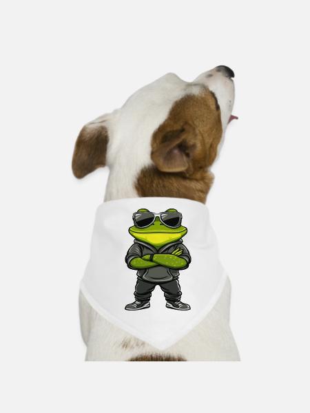 Sammakko Sarjakuva Cool - Bandana til din hund - hvid
