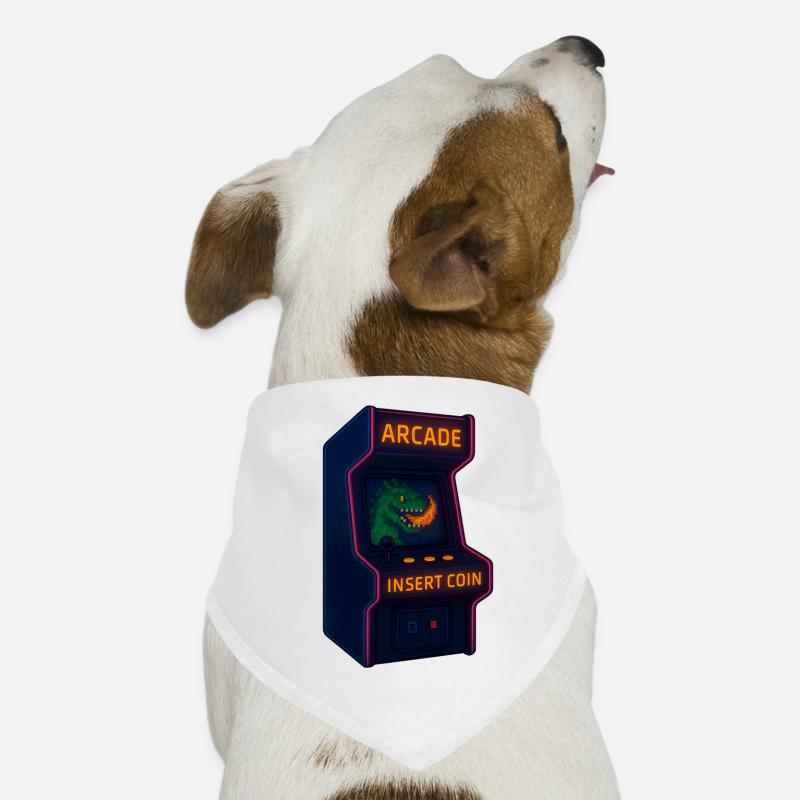 Dino Arcade Neon Pixel Hunde-Bandana