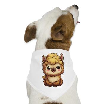 Kuschelige Alpaka-Karikatur - Hunde-Bandana - Weiß - Vorne