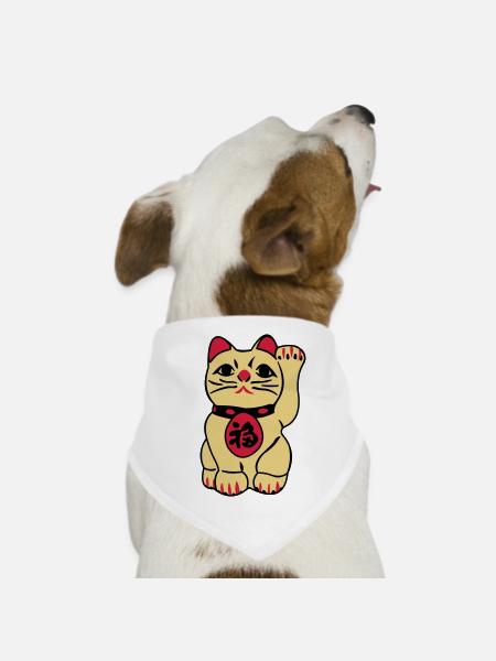 maneki neko - Dog Bandana - white - Front