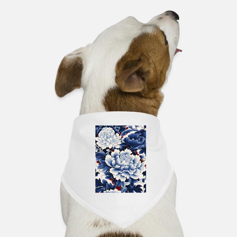 Chinese Porcelain Floral Pattern Dog Bandana