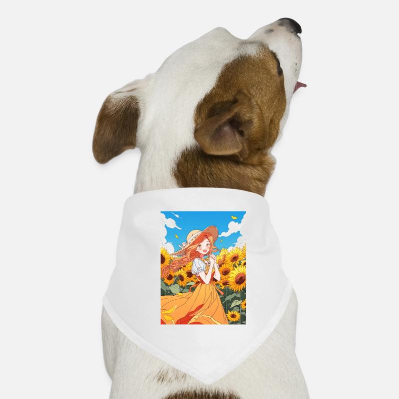 anime mädchen sonnenblumen Hunde-Bandana