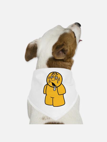 figur mann comic cartoon erschoepft sonne regen tr - Hunde-Bandana - Weiß