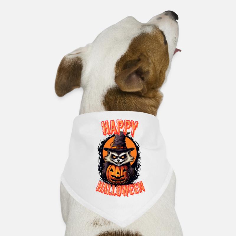 Creepy Cat Witch with Pumpkin Dog Bandana