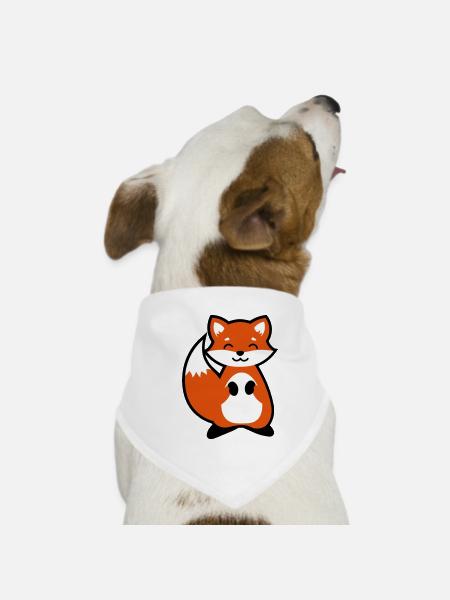 Cute Fox gift idea animal child / niedlicher Fuchs - Hunde-Bandana - Weiß - Vorne