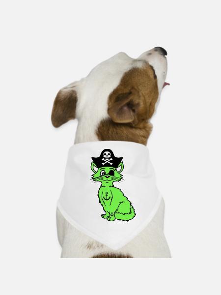 Cute Pirate Cats Buccaneer Eye Patch Hat Costume - Dog Bandana - white - Front