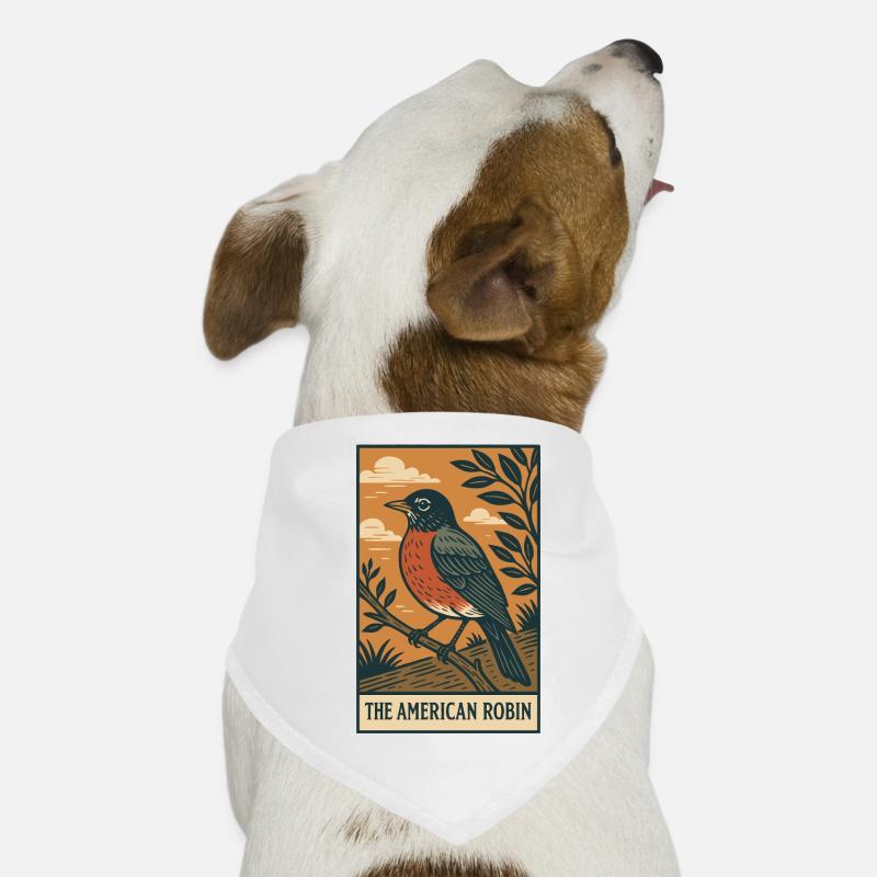 American Robin Nature Illustration Dog Bandana