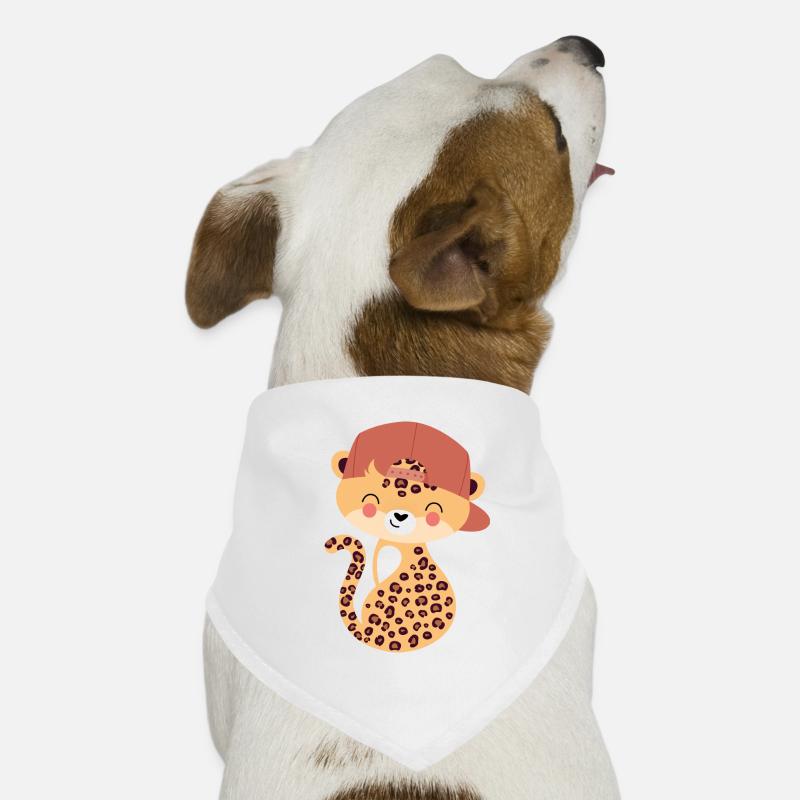 Léopard avec capy - Bandana pour chien - blanc