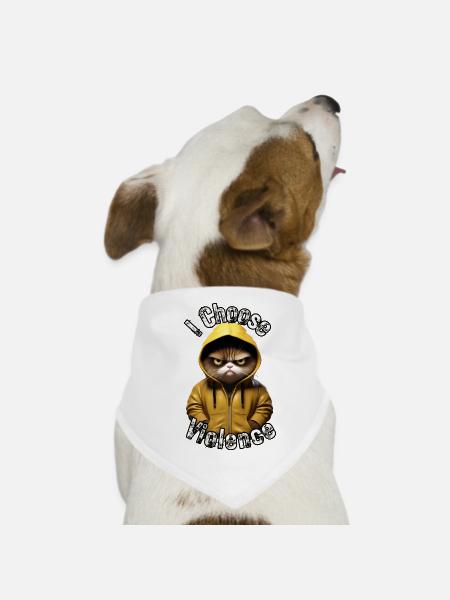 I Choose Violence Cat I Cat Lover I Anti Social - Bandana til din hund - hvid