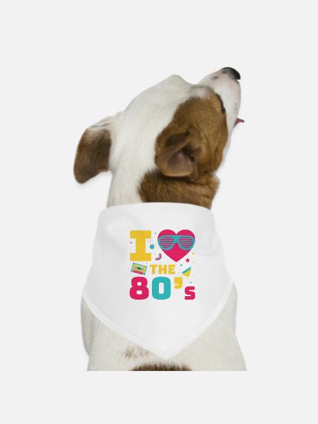 80s Retro CostumeTheme Party Costume 90s Party - Dog Bandana - white - Front