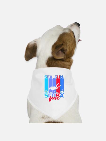 Scuba Diving, Scuba Diving, Holiday Sea Diver - Dog Bandana - white - Front