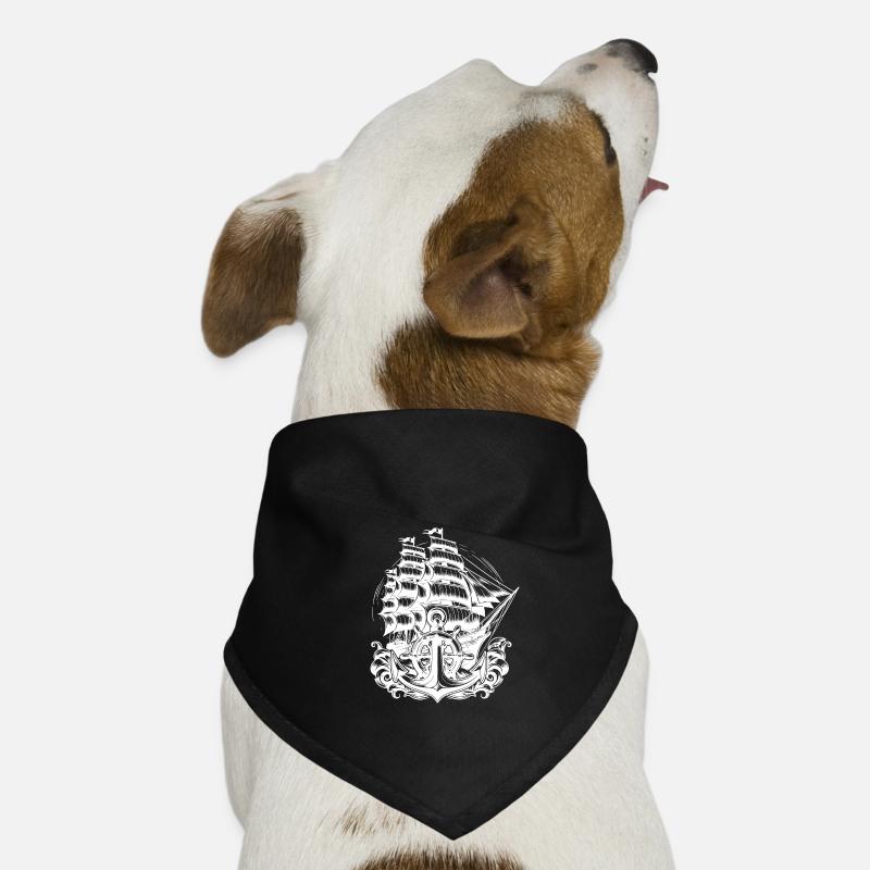 Sailing Ship with Set Sails Anchor Steering Wheel Dog Bandana