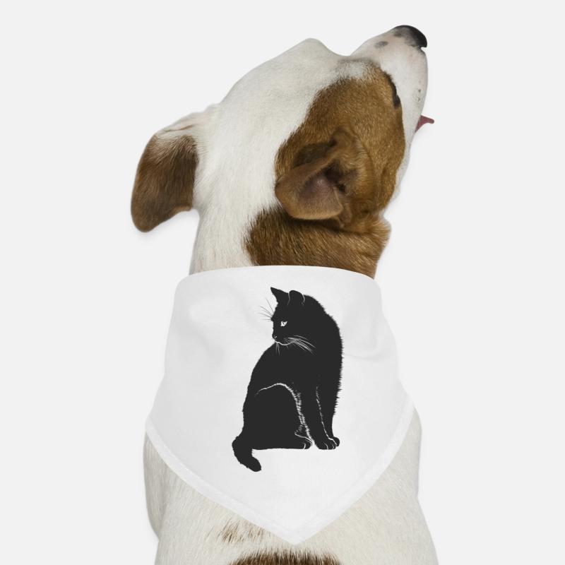 Ausdrucksstarke schwarze Katze. Geschenkidee Hunde-Bandana