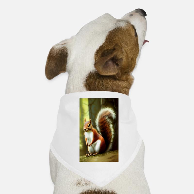Cooles Comic-Porträt einer wilden Eichhörnchen-Majestät - Hunde-Bandana - Weiß