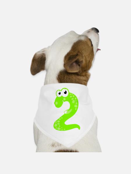 DinoZahl Zwei - Hunde-Bandana - Weiß - Vorne
