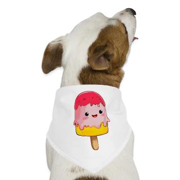 Erdbeereis Gelati Wassereis Eislutscher Eissalon - Hunde-Bandana - Weiß - Vorne