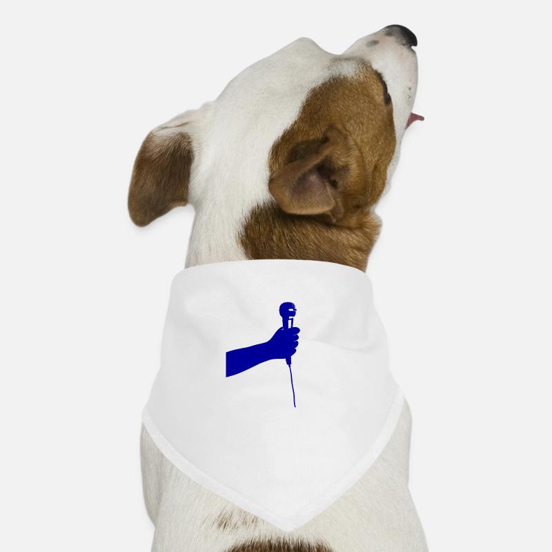 Mikrofon (blau) - Hunde-Bandana - Weiß