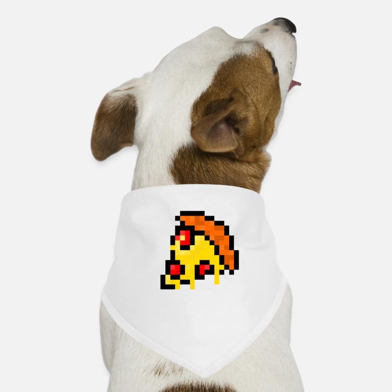 Pixel Pizza - Hunde-Bandana - Weiß