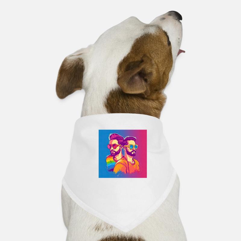 Fierté inclusive : deux hommes embrassent la diversité dans Bandana pour chien