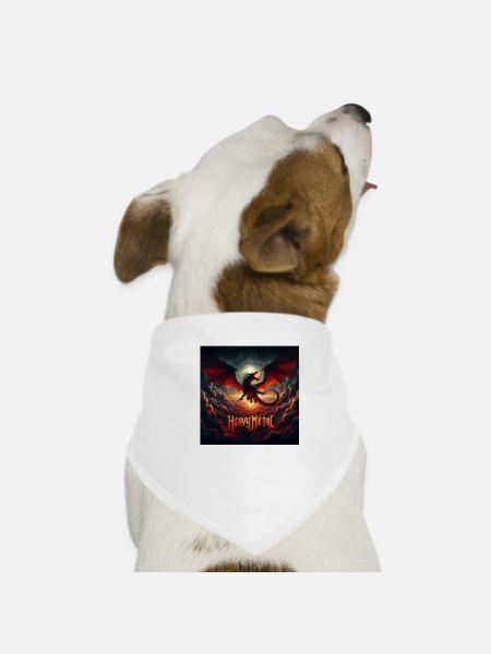 Dragon de métal lourd - Bandana pour chien - blanc