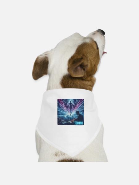 DJ mit Lasershow - Hunde-Bandana - Weiß