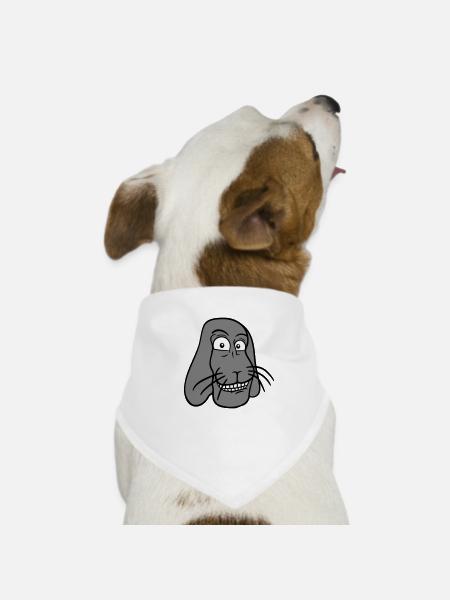 Bunny Rabbit Funny Face Grimace Grin - Dog Bandana - white - Front