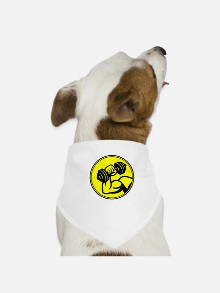 Dumbbell Muscles - Dog Bandana - white - Front