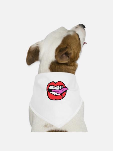 nipple piercing - Dog Bandana - white - Front
