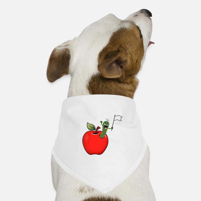 Pomme avec ver et bannière blanche Bandana pour chien