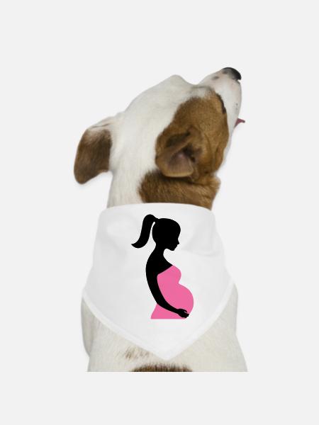 Schwangere Silhouette - Hunde-Bandana - Weiß - Vorne