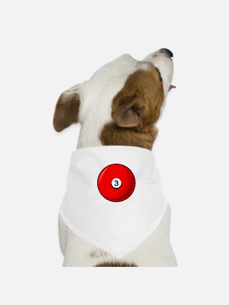 Billardkugel 3 rot Billard drei - Hunde-Bandana - Weiß - Vorne