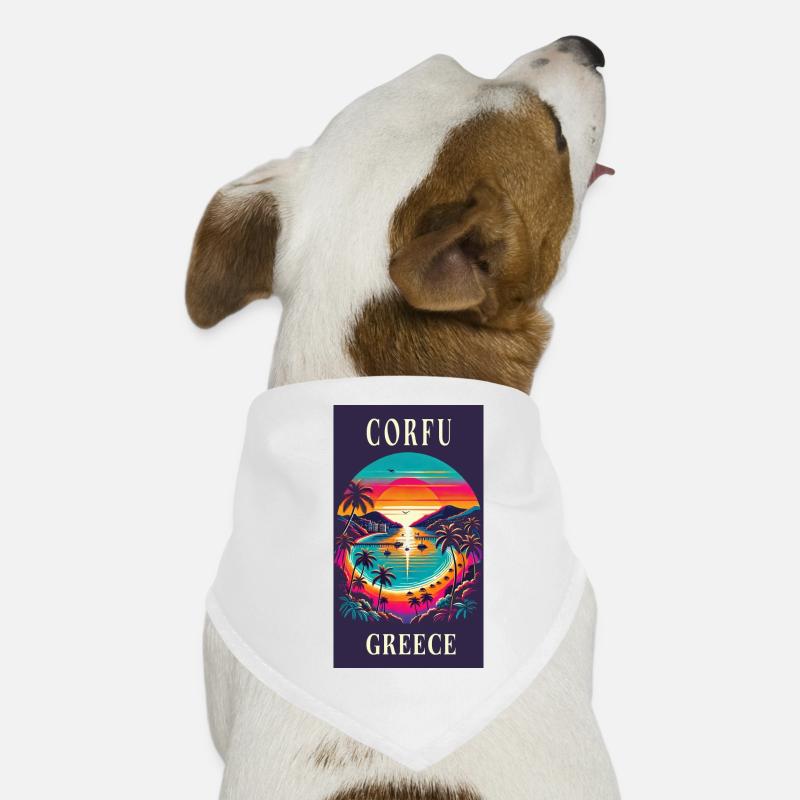 Corfu Greece sunset design Dog Bandana
