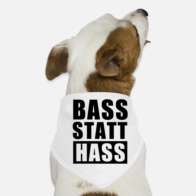 Bass statt Hass ! Peace Love Unity Respect Rave - Hunde-Bandana - Weiß