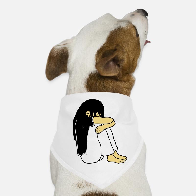 Trauriges Sitzendes Mädchen Hunde-Bandana