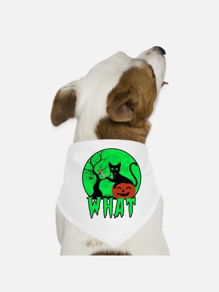 What Cat With Knife,Scary Cat With Knife Halloween - Dog Bandana - white - Front