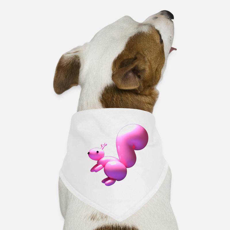 Luftballon Eichhörnchen in rosa - Hunde-Bandana - Weiß