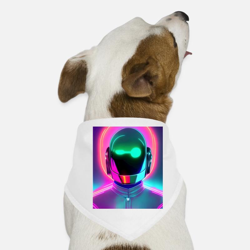 neon synthwave style robot néon Bandana pour chien