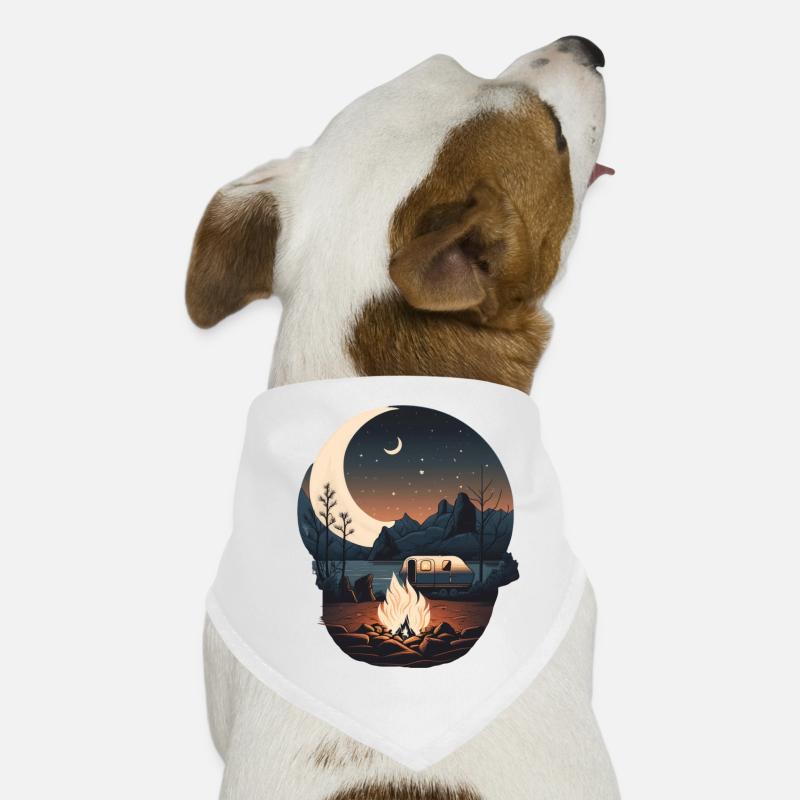 Camping près du feu de camp et au clair de lune Bandana pour chien