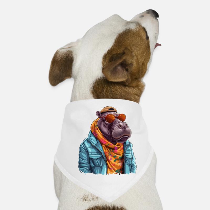 Graffiti d’hippopotame. Force et puissance cachées. - Bandana pour chien - blanc