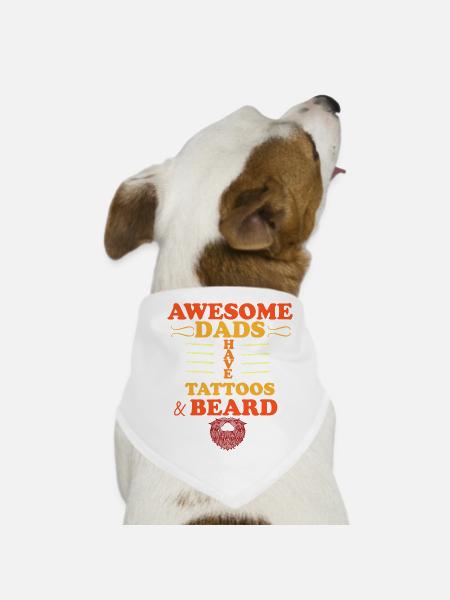 Awesome Dads Have Tattoos And Beard - Dog Bandana - white